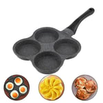 4 Hole Burger Eggs Pancake Pan, Mini Crepe Pan Non Stick Fried Eggs Cooking Pan Breakfast Omelette Mold Maker for Gas Stove