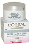 L'Oreal Triple Active Multi Protection Moisturiser 50ml Day Cream. Dry/Sensitive