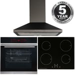 Black Touch Control 13 Function Single Fan Oven, 13A Induction Hob & Cooker Hood