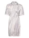 Shine Viscose Wrap Dress Purple Calvin Klein