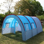 BAJIE tent Large Camping Tent Waterproof Canvas Fiberglass 5 8 People Family Tunnel Tents Equipment Outdoor Mountaineering Party China Blue