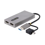 StarTech.com USB 3.0 or USB-C to Dual HDMI Adapter for Windows & macOS, 2x HDMI