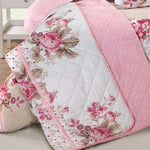 Nimsay Home Rose Floral 100% Cotton Patchwork Quilted Bedspread (Pink, 200 x 200 cm)