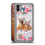 Head Case Designs Official Monika Strigel Fawn Bunny Lace Flower Friends 2 Silver Clear Hybrid Liquid Glitter Compatible for Apple iPhone XS Max