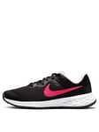 Nike Junior Revolution 6 - Black/Pink, Black/Pink, Size 4 Older