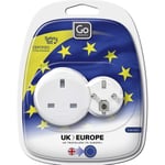 Go Travel Earthed Twin UK to EU Euro Adapter Compact European Adaptor 2 Pack