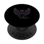 Chat en fourrure noire foncé avec ailes est un ange PopSockets PopGrip Interchangeable