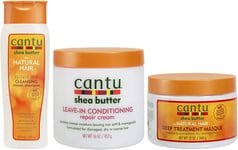 Cantu Shea Butter Sulfate-Free Cleansing Cream Shampoo, Leave-In Conditioning Re