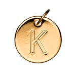 Bokstavshänge cirkel K – Ø12 mm, mässing pläterat med 9 karat guld