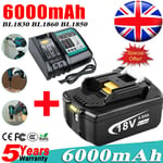 For Makita 18V 6.0Ah Battery + Charger BL1860 Li-ion BL1830 BL1850 Cordless Tool