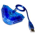 OCIODUAL Adaptateur Double Manette PS a USB Compatible avec Manettes PSX PS1 PS2 Bleu Convertisseur pour PC Laptop Windows 10 7