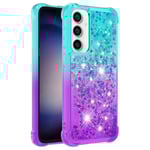 SKALO Samsung S23 FE Kvicksand Glitter Hjärtan TPU-skal - Turkos multifärg