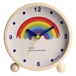 LA HAUTE 4" Round Silent Alarm Clock Non Ticking Bedside/Desk Alarm Clock Battery Powered Travel Clock with Nightlight (Z-Rainbow)