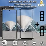 2-Pack Samsung S21 FE (5G) Skärmskydd & 2-Pack linsskydd - Härdat Glas 9H - Super kvalitet 3D