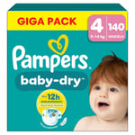 Pampers Baby-Dry blöjor, storlek 4 maxi 9-14 kg, gigapack (1 x 140 blöjor)