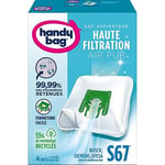 Handy Bag - Sacs aspirateur S67 x4sacs - Compatibles Bosch, Siemens, UFESA - 99,99% des poussières retenues - Fermeture facile - Filtre anti-allergène - 55% de matériaux recyclés - Lot de 3 -