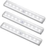 Rörelsedetektor Ljuslist, (10 LED, 3-pack) Garderob Trådlös Lampa