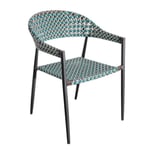 Chaise de Jardin Aluminium/ Blanc-Bleu-Marron - CADIZ - L 56 x l 59.5 x H 81