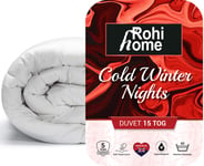 Rohi Cold Winter Nights Double Duvet - 15 Tog Soft Like Down Warm and Cosy Winter Quilt(White)