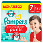 Pampers Premium Protection Pants, størrelse 7, 17 kg+, månedsboks (1x 123 bleier