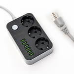 Traveldapter EU to British Virgin Islands Type B Adapter 3 Plug USB 2m Extension