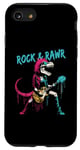 Coque pour iPhone SE (2020) / 7 / 8 Rock & Rawr T-Rex – Jeu de mots drôle Rock 'n Roll Dinosaure Rockstar