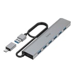 Hama USB HUB 7-Port - Grå - TheMobileStore Laddare & kablar