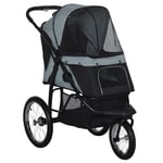 Pet Stroller Jogger for Medium, Small Dogs, Foldable Cat Pram Dog Pushchair with Adjustable Canopy, 3 Big Wheels