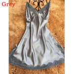Women Sleepwear Sexy Lingerie Nightgown Grey