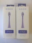 Ordo Sonic + Brush Heads Violet 2 x 4 Pack Toothbrush Head Replacement
