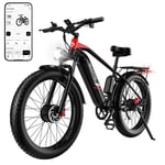 Elcykel Duotts ​​F26 Dual 750W*2 Motor 48V 20AH Batteri upp till 120KM Max Räckvidd, 26"*4 Fat Tire Svart