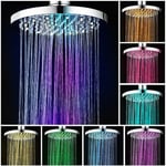 LED Duschhuvud, 20CM LED Duschhuvud, Färgad Duschhuvud, LED Duschhuvud med 7 Färger, Rund LED Regnduschhuvud, LED Ljus Duschhuvud, Universell