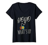 Womens Funny Yoyo Master Competition YoYo What's Up V-Neck T-Shirt