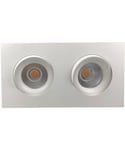 Georgia 360SQ K2 downlight, CRI97, dimbar LED 3000 Kelvin 600lm x 2, 25º tilt, IP44, Hvit