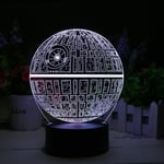 Star Wars Død 3D LED Lampe – Holographic Lamp, 2 lystilstande, 7 farver, drevet USB eller AA batteri