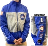 NASA Logos Space Retro Blue White American Flag Windbreaker Jacket JK13533GENM