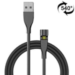 MDLIX DTJ ATT 2m 540Degree Rotating USB Magnetic Charging Cable, No Charging Head (Black) (Color : Black)