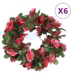 Julkransar med blommor 6 st rosenröd 250 cm