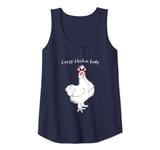 Womens Crazy Chicken Lady Shirt |Chicken with Red Bandana & Glasses Tank Top
