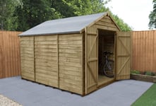 Forest Garden 10x8 Overlap Pressure Treated Apex Wooden Garden Shed with Double Door (No Windows / Installation Included)