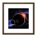 Space NASA Red Dwarf Planet Concept Illustration 8X8 Inch Square Wooden Framed Wall Art Print Picture with Mount