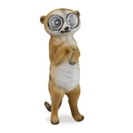relaxdays Statue de Jardin Lémurien, Statue d’Animal avec Yeux solaires LED, Déco pour Jardin, Balcon, 21 x 7,5 x 9,5 cm