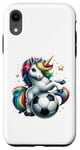 Coque pour iPhone XR Ballon de football licorne pour garçons filles hommes femmes enfants adultes