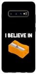 Coque pour Galaxy S10+ I Believe in Taille-crayons manuel rotatif Pointe graphite