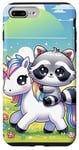 Coque pour iPhone 7 Plus/8 Plus Kawaii Raccoon on Unicorn Daydream