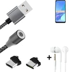 Data charging cable for + headphones Oppo A33 + USB type C a. Micro-USB adapter