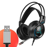 3.5mm PC Gaming Headset 7.1 Gamer Surround Sound With Microphone LED Colorful Game Headphones Bass Stereo For Phone Xbox One PS4 blue with USB