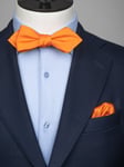 Oknuten orange fluga & näsduk 100% siden
