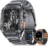 Militaire Montre Connectée Homme 3 Bracelets,1,96"" Hd Amoled Étanchéité Ip68 Fitness Smartwatch Avec 100+ Modes Sportifs,Fréquence Cardiaque Sommeil Calorie Pour Android Ios,Noir(Q505)