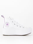Converse Kids Girls Move Canvas Hi Top Trainers - White/Purple, White/Purple, Size 10.5 Younger